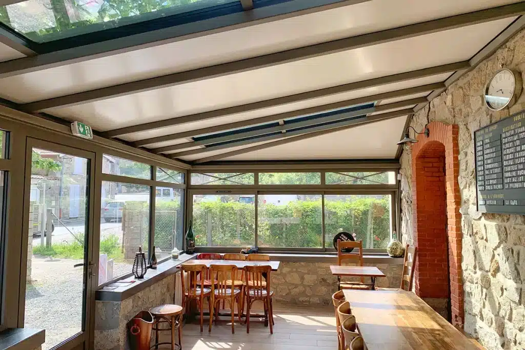 Véranda aluminium anthracite Irigny par l'Atelier de l'Alu