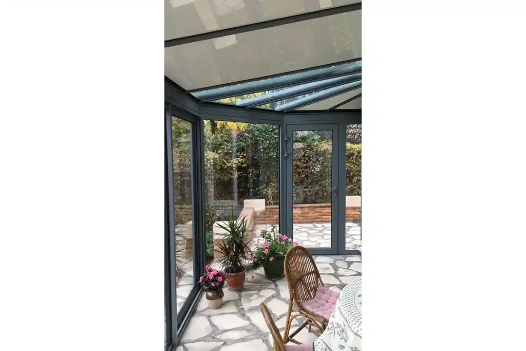 Véranda aluminium anthracite Limonest par l'Atelier de l'Alu
